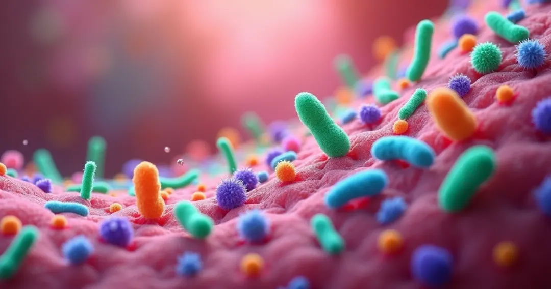 Bactérias coloridas vistas ao microscópio 