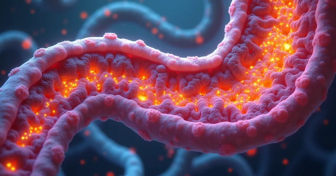 Representação artística colorida de microbioma intestinal humano 