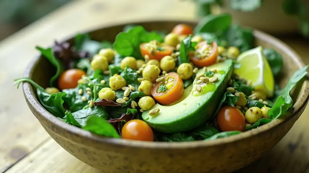 Prato leve com vegetais frescos e proteínas em porção moderada