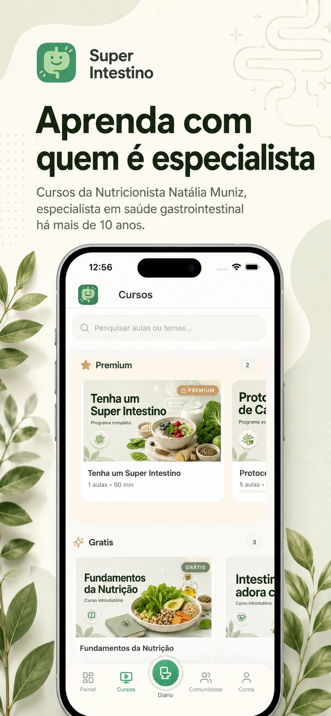 Tela do app: dicas práticas para melhorar a rotina intestinal